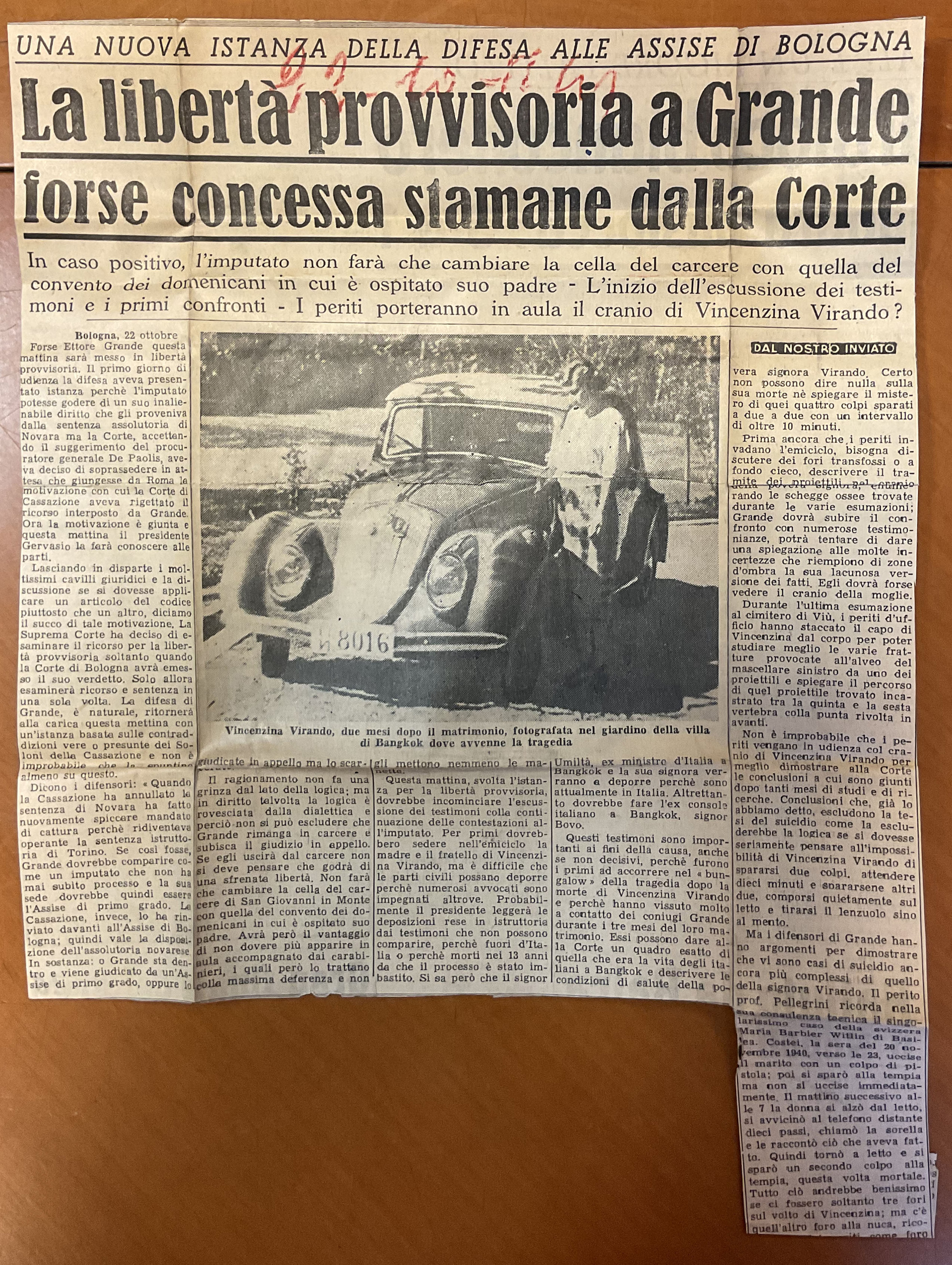 La libertà provvisoria a Grande forse concessa stamane dalla Corte