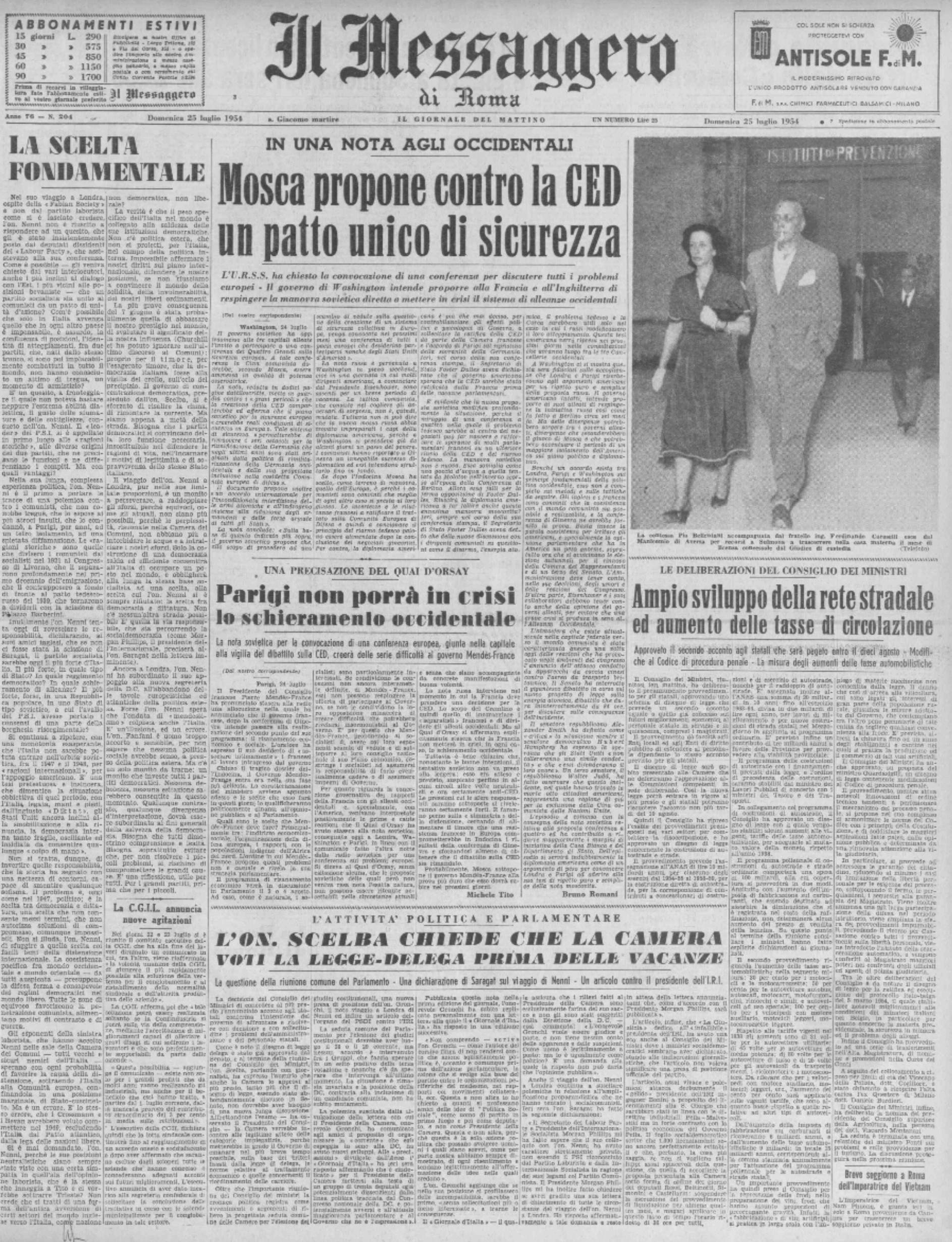 La contessa Bellentani in licenza premio è giunta a Sulmona ieri sera alle 21,35