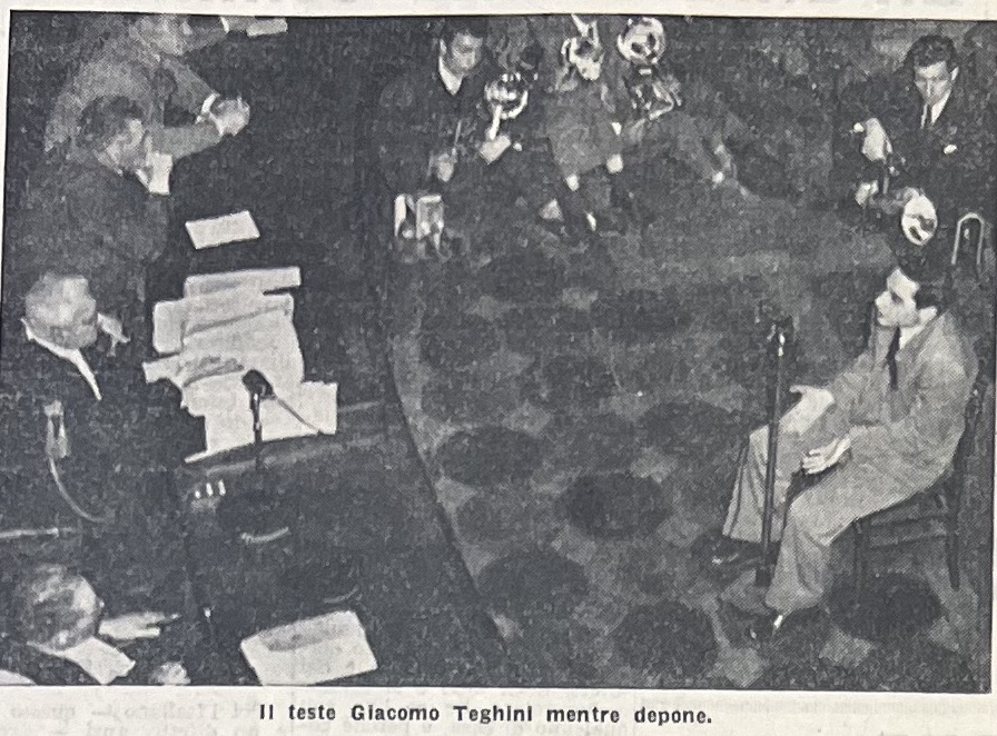 Il teste Giacomo Teghini mentre depone