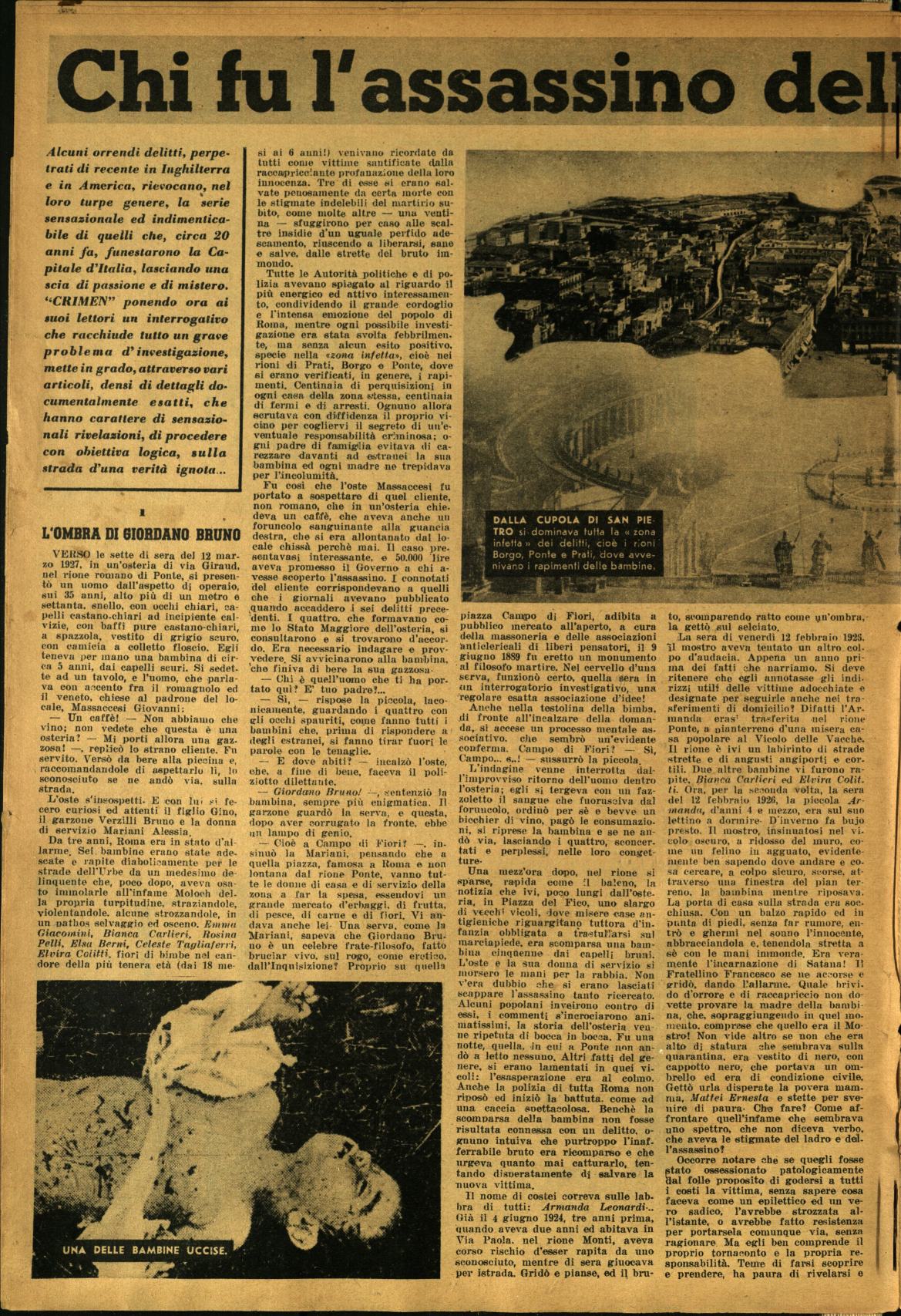 Chi fu l'assassino delle bambine di Roma?