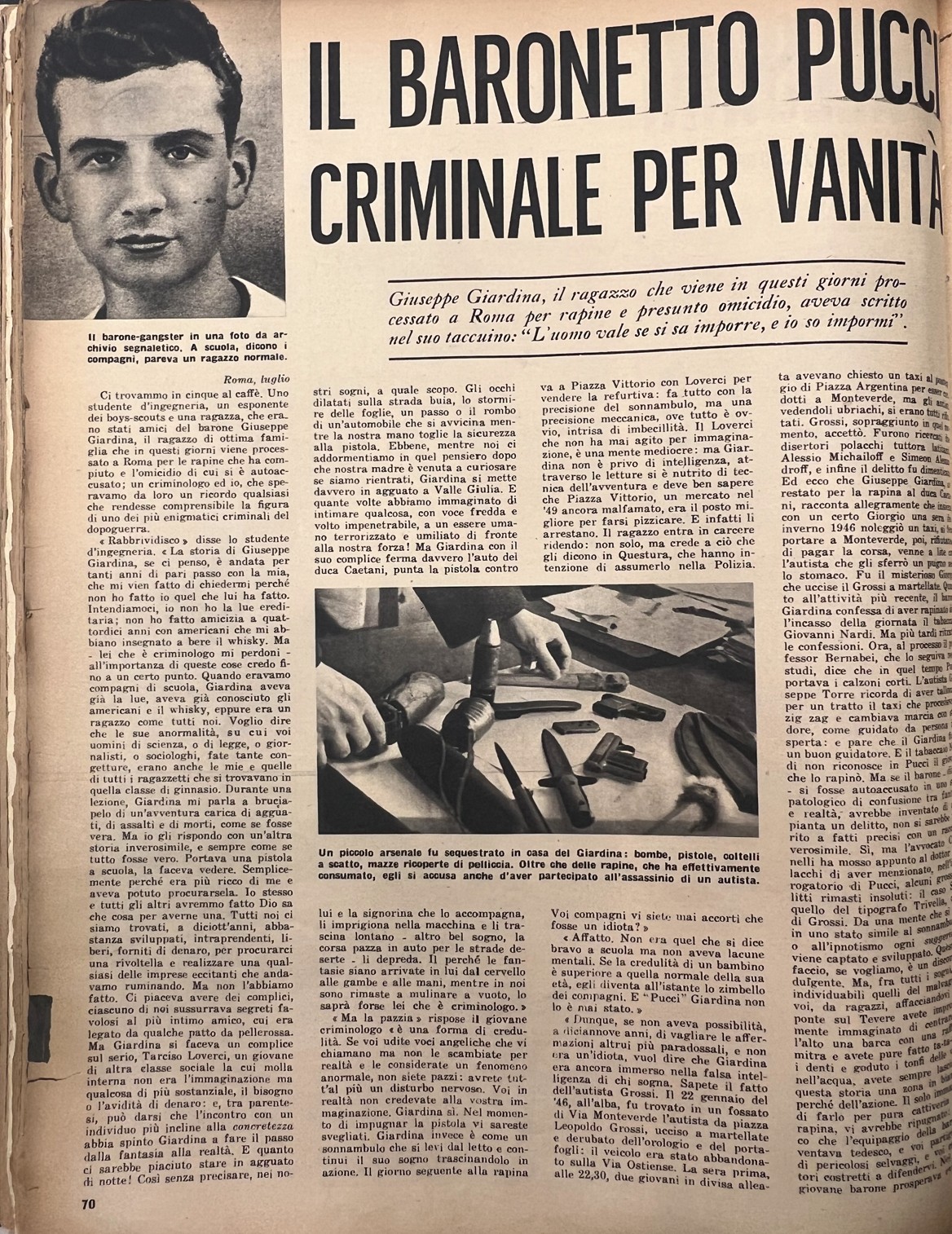 Il baronetto Pucci criminale per vanità