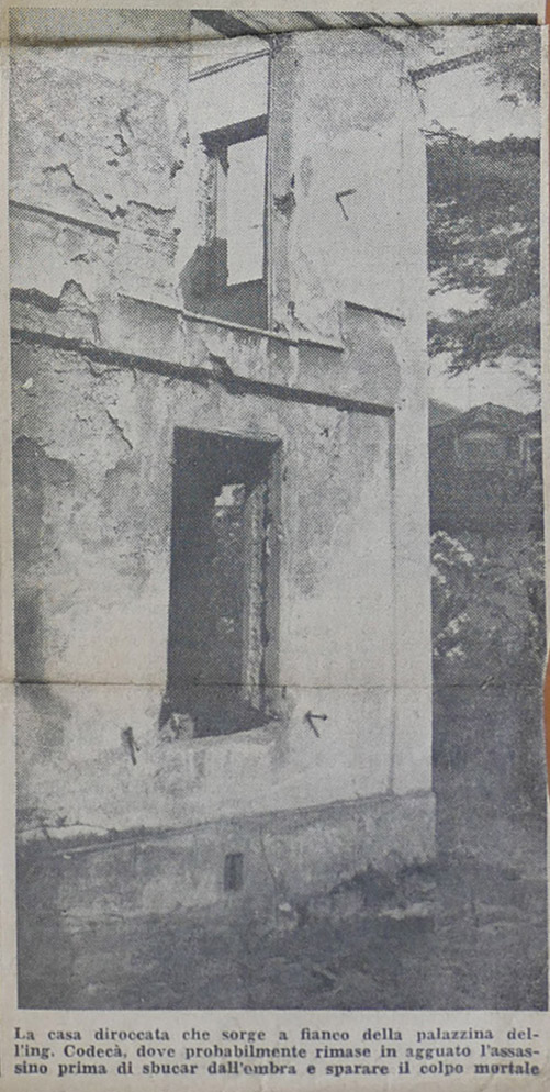 La casa diroccata dove rimase in agguato l'assassino di Erio Codecà