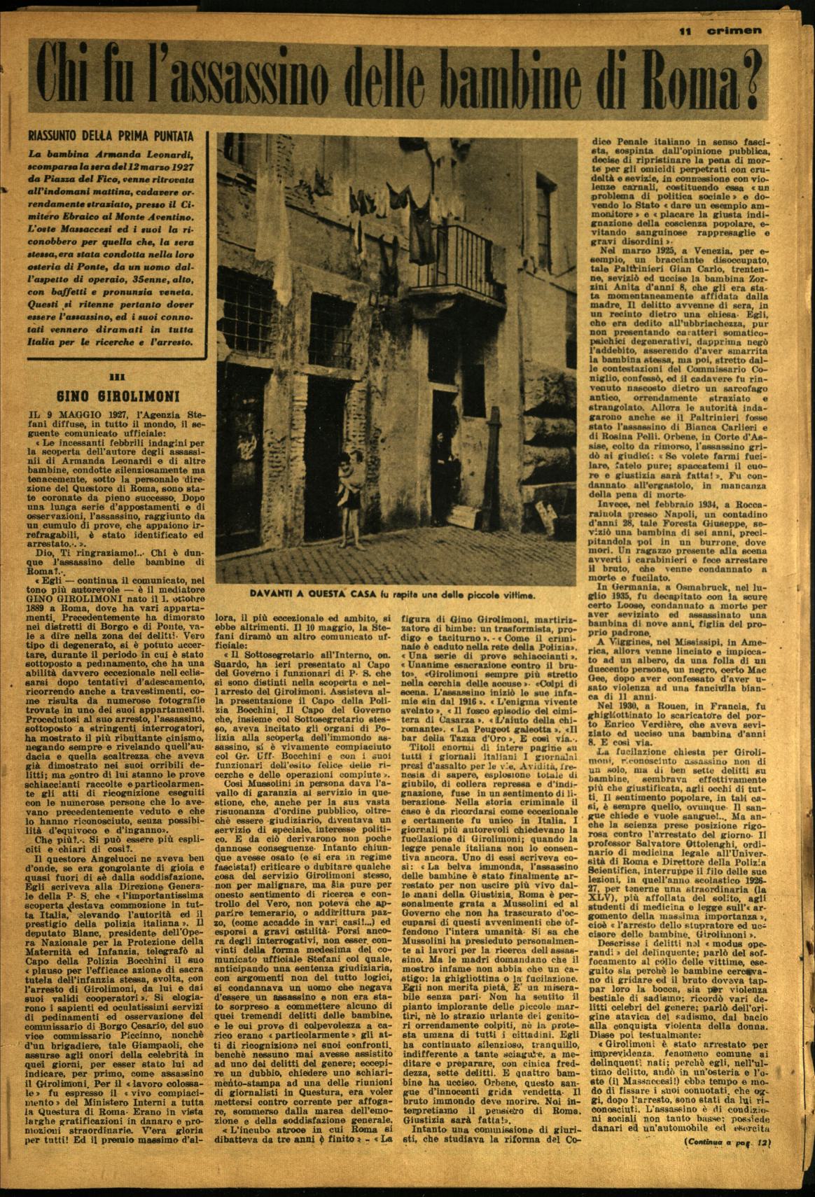 Chi fu l'assassino delle bambine di Roma?